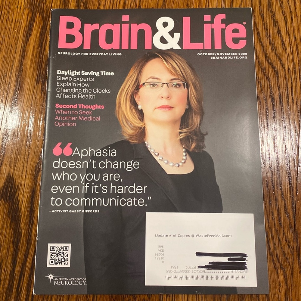 Brain & Life magazine - Oct/Nov 2022 - Gabby Giffords - NEVER READ    health